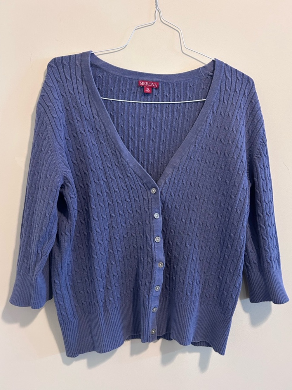 Merona Purple Cable-Knit V-Neck Button Cardigan